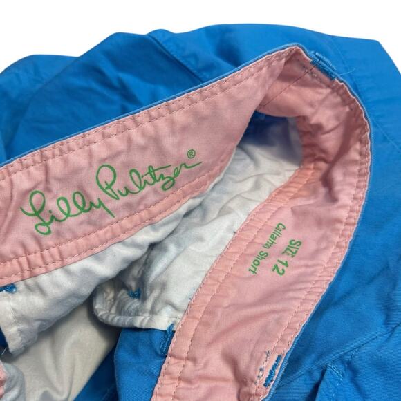 Lilly Pulitzer The Callahan Shorts Size 12 Solid Blue Aqua Summer Vacation 4.5" - Picture 3 of 5